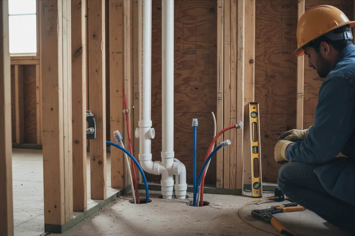Drain and supply rough-in during Drain Cleaning in Granite Quarry
